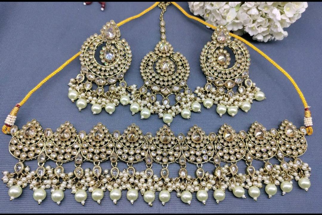 Polki Necklace Mehndi Set Sku-5754 B2 - rchiecreation