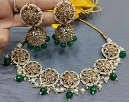 Polki Necklace Mehndi Set Sku-5778 B1 - rchiecreation