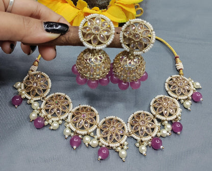 Polki Necklace Mehndi Set Sku-5778 B1 - rchiecreation