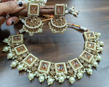 Polki Necklace Mehndi Set Sku-5783. B2 - rchiecreation