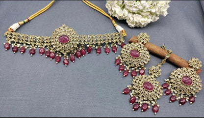 Polki Necklace Mehndi Set Sku-5812. B2 - rchiecreation