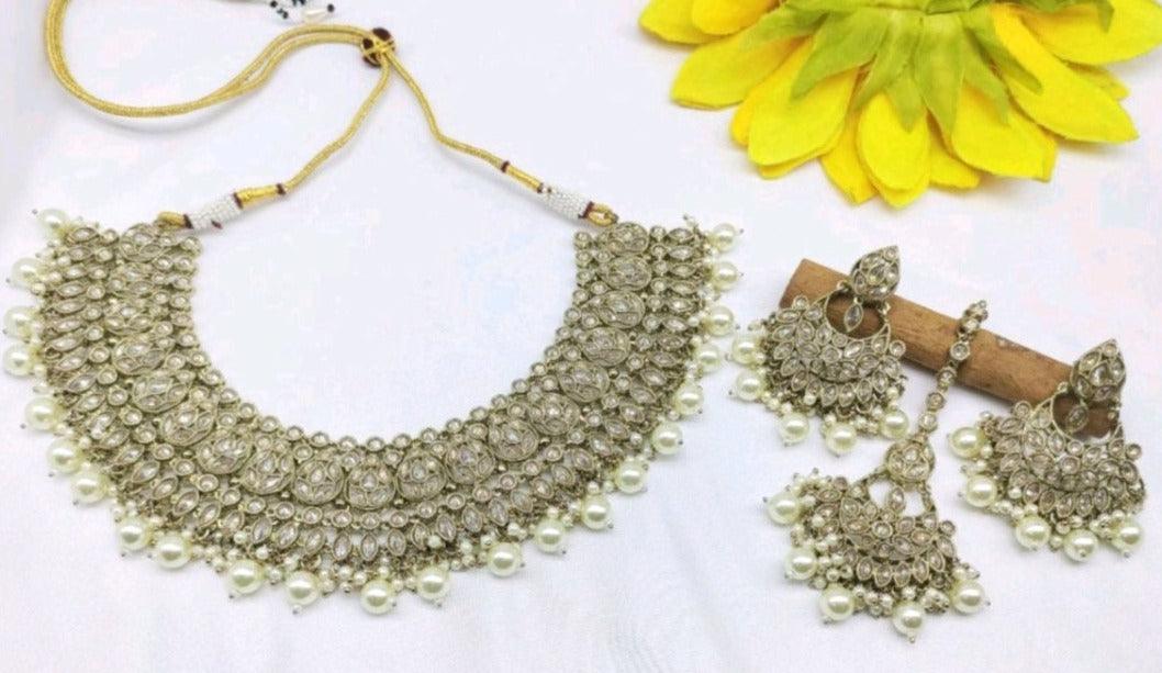 Polki Necklace Mehndi Set Sku-5916 B4 - rchiecreation