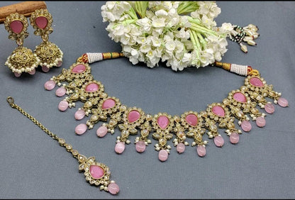 Polki Necklace Mehndi Set Sku-735 B1 - rchiecreation