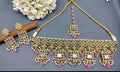 Polki Necklace Set Mehandi Sku -5751 B2 - rchiecreation