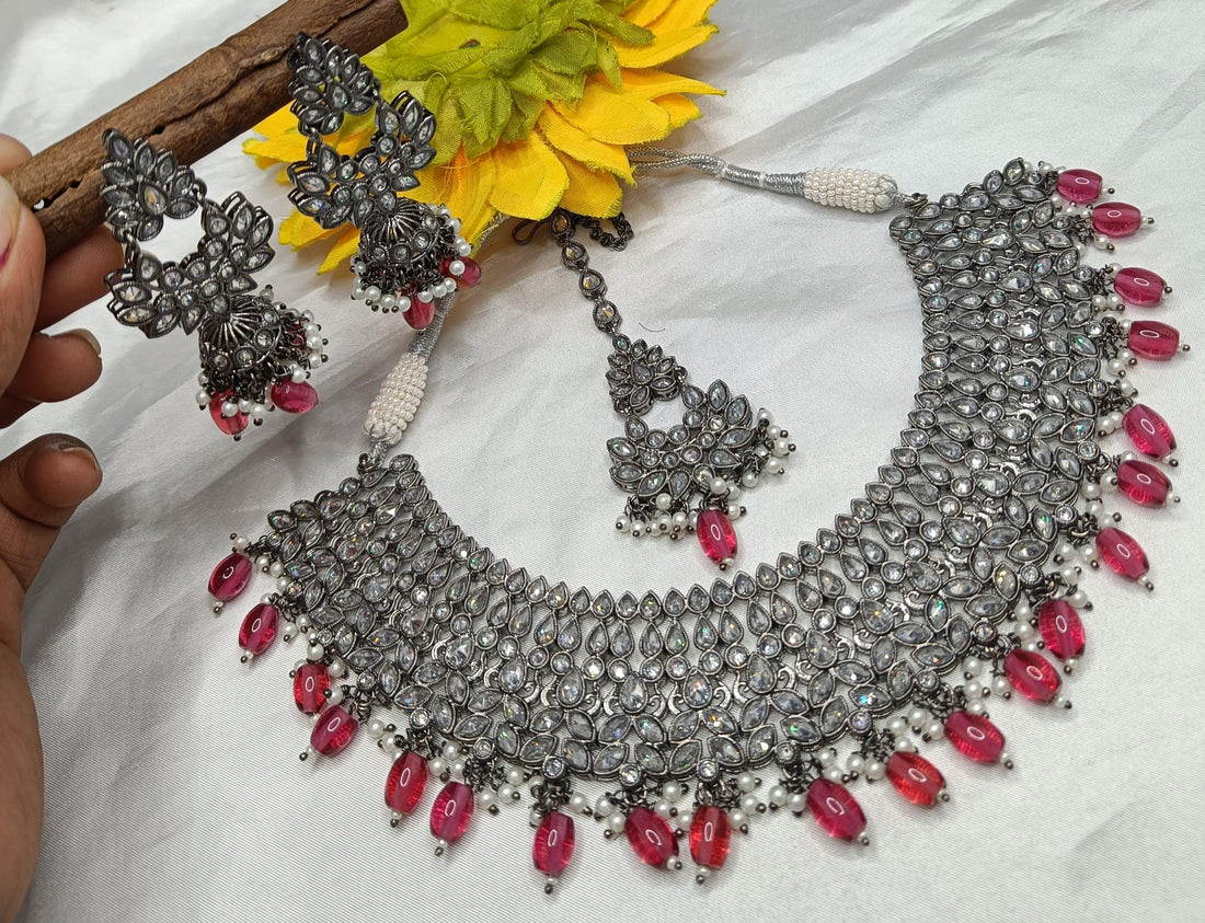 Polki Necklace Victorian Set Sku-5572 B3 - rchiecreation