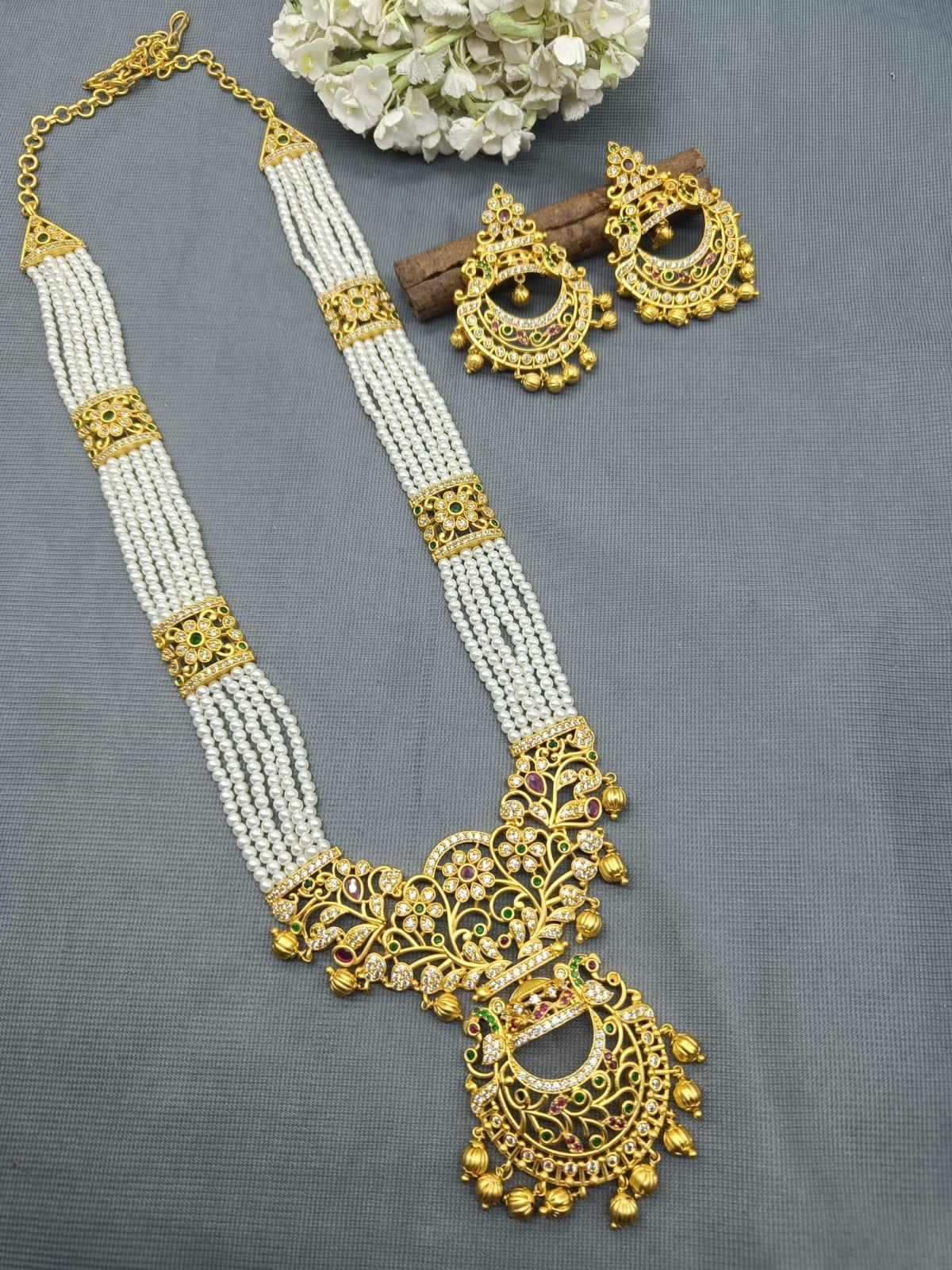 Rajwadi Golden Necklace Set Sku 6079 D3 - rchiecreation