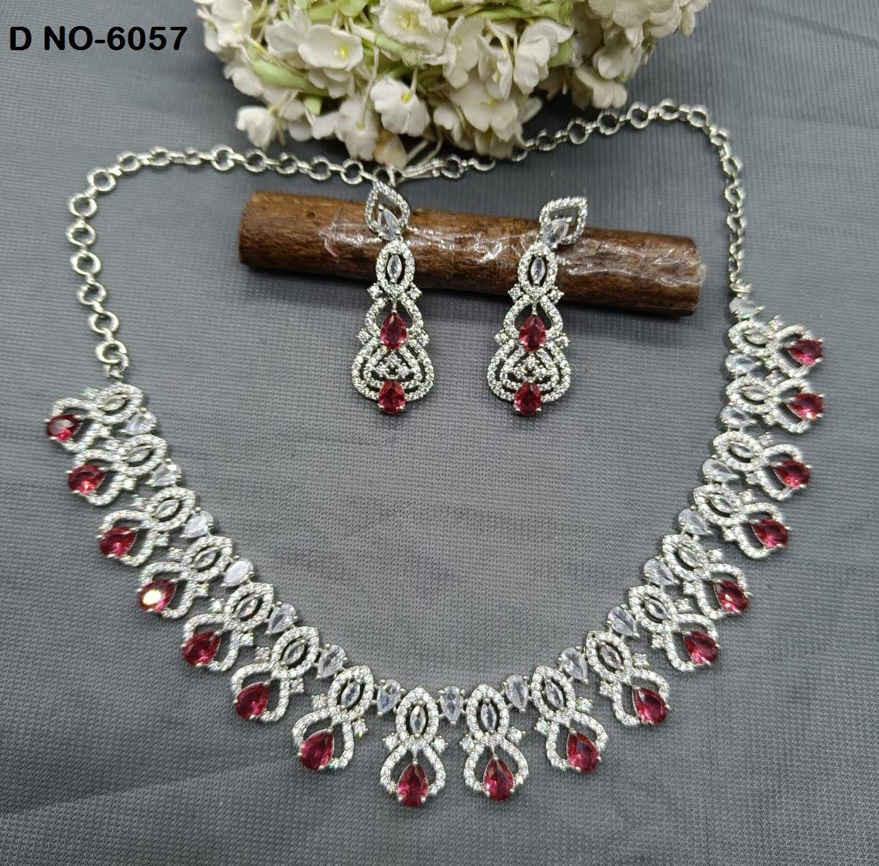 Rodium Diamond Necklace Sku 6057 C3 - rchiecreation