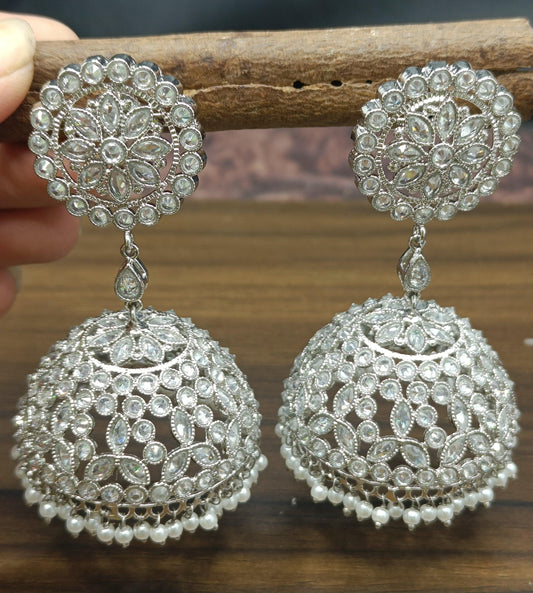 Rodium Polki Earring Sku- 610 A4 - rchiecreation