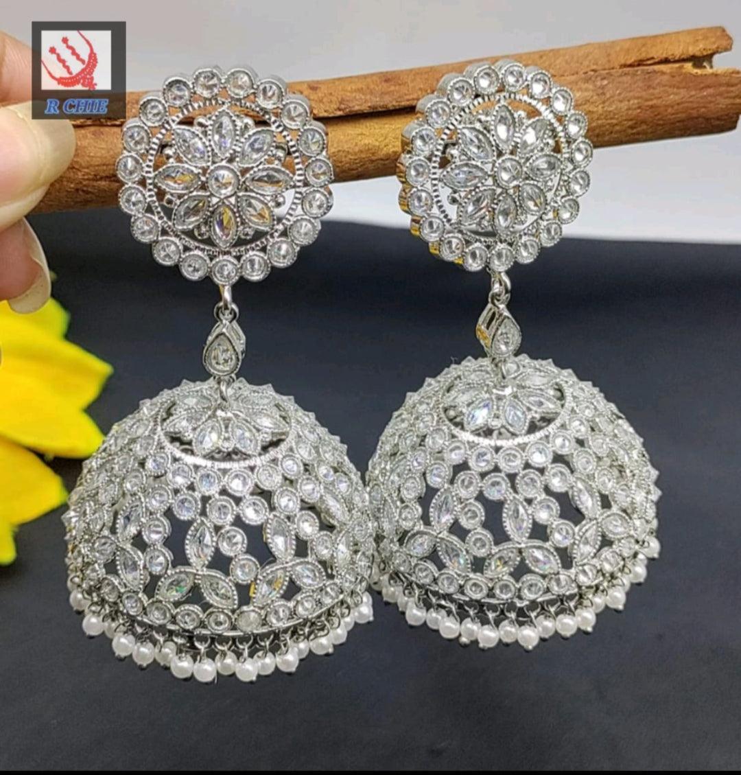 Rodium Polki Earring Sku- 610 A4 - rchiecreation