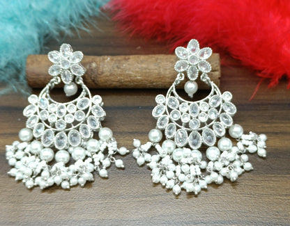 Rodium Polki Earring Sku-624 A2 - rchiecreation