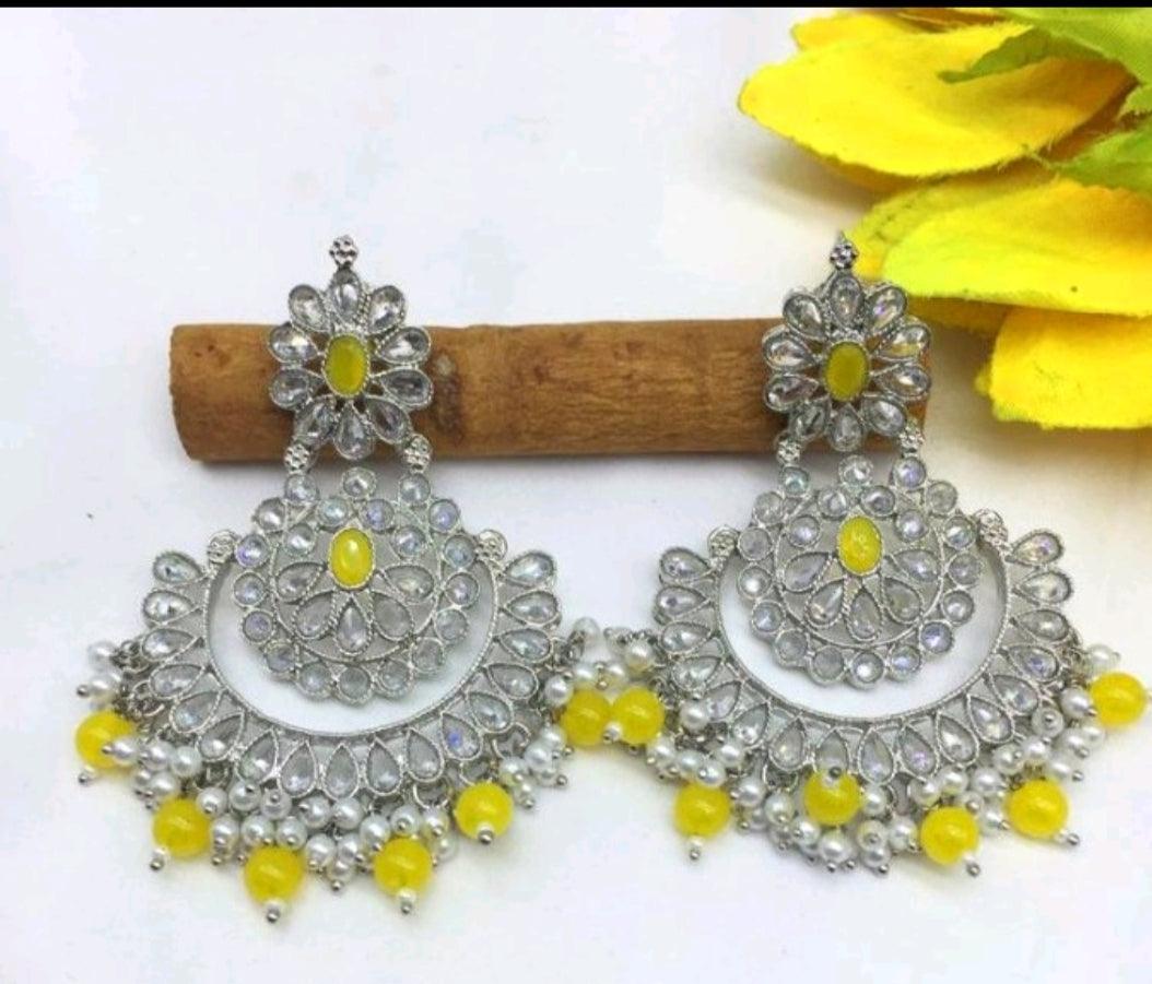 Rodium Polki Earring Sku-629 A2 - rchiecreation