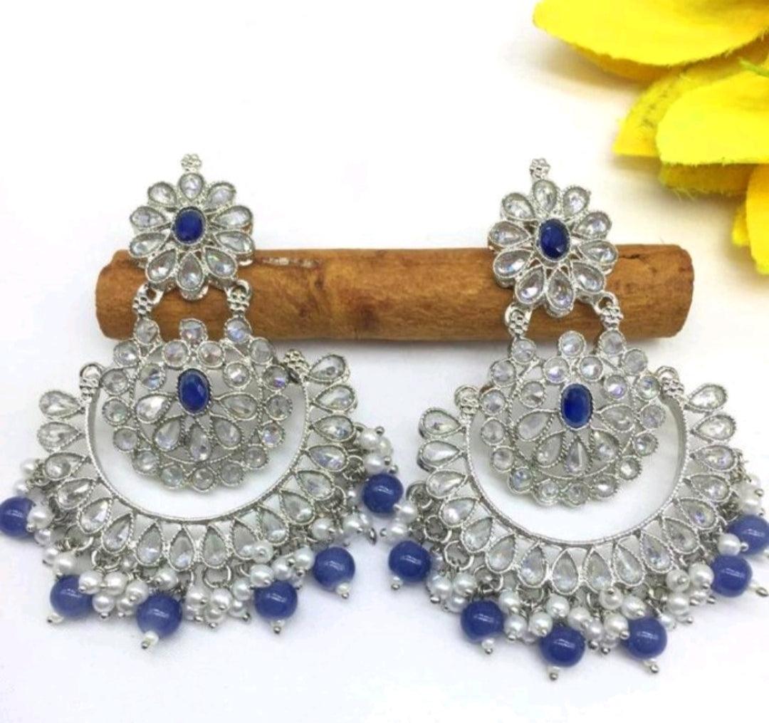 Rodium Polki Earring Sku-629 A2 - rchiecreation