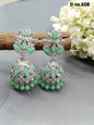 Rodium Polki Mehndi Jhumki Earring Sku-608 A4 - rchiecreation