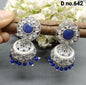 Rodium Polki Mehndi Jhumki Earring Sku-642 A4 - rchiecreation