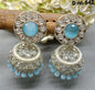 Rodium Polki Mehndi Jhumki Earring Sku-642 A4 - rchiecreation