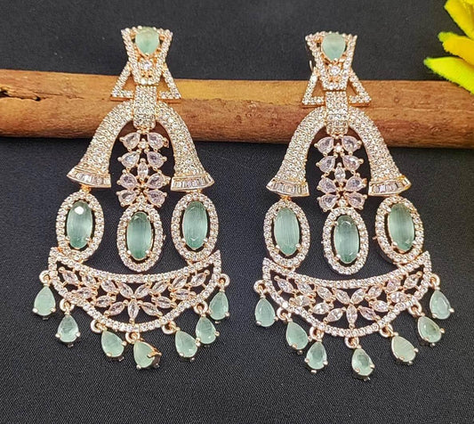 Rose Gold Diamond Earrings Sku-684 C1 - rchiecreation