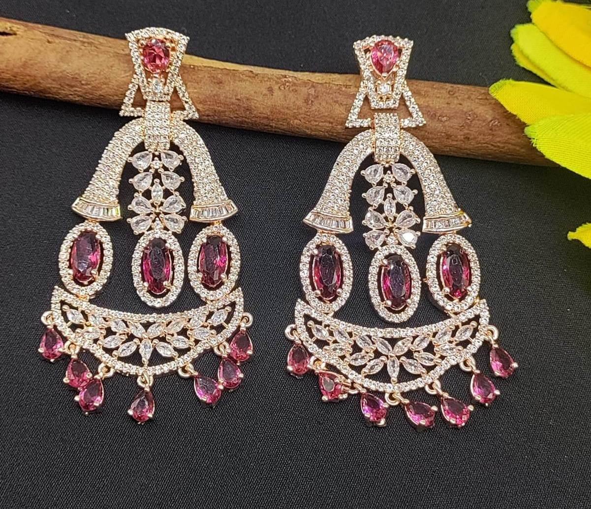 Rose Gold Diamond Earrings Sku-684 C1 - rchiecreation