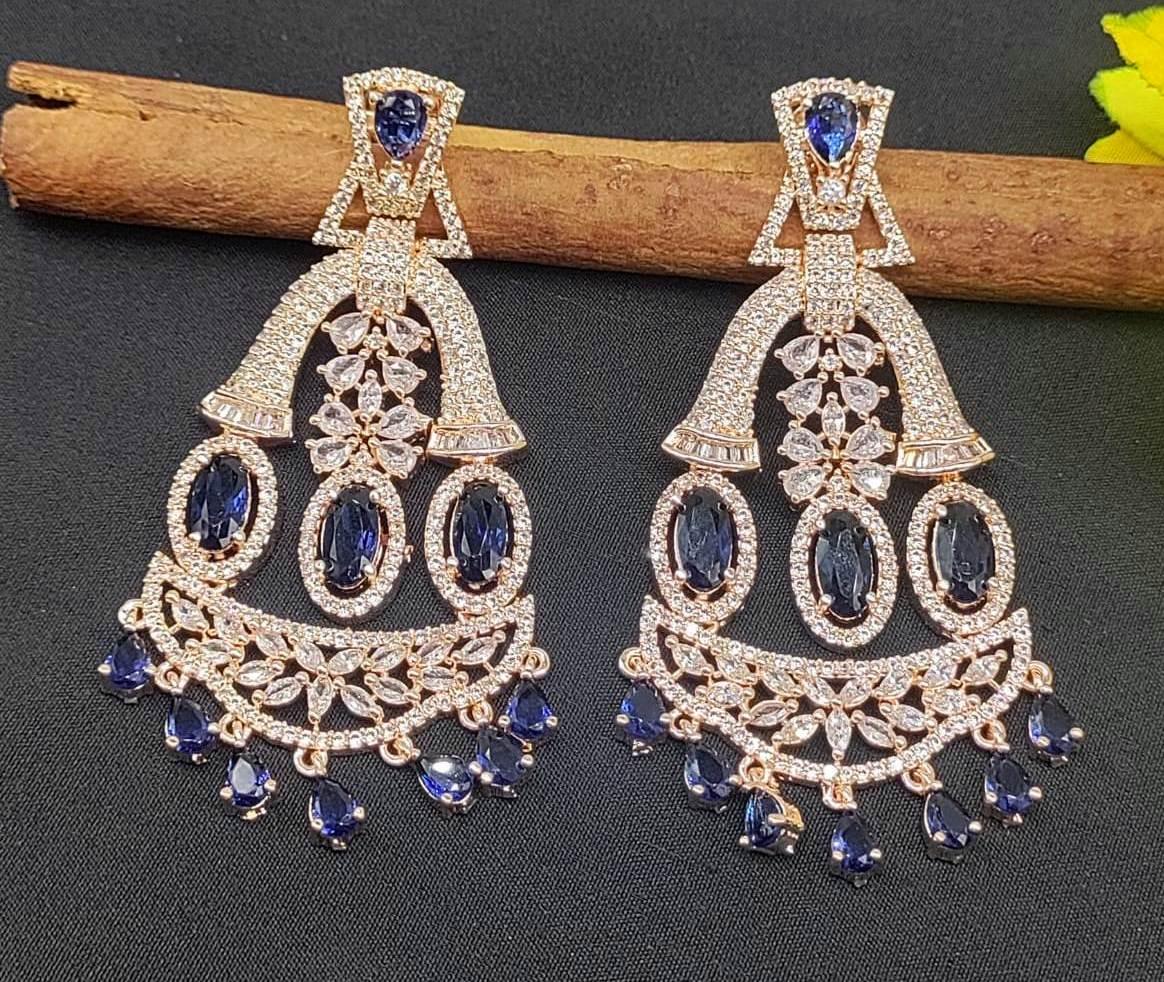 Rose Gold Diamond Earrings Sku-684 C1 - rchiecreation