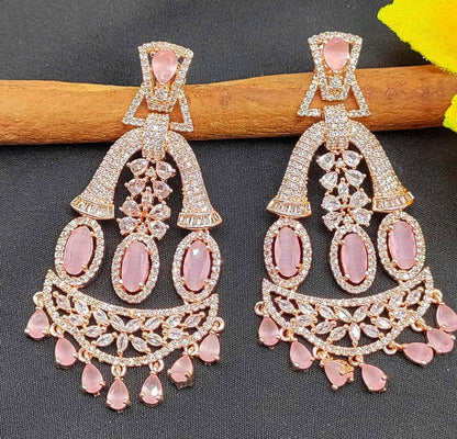 Rose Gold Diamond Earrings Sku-684 C1 - rchiecreation