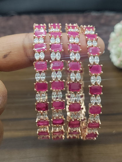 Ruby Cubic Zirconia Stone Bangles Sku -1955 C 4 - rchiecreation