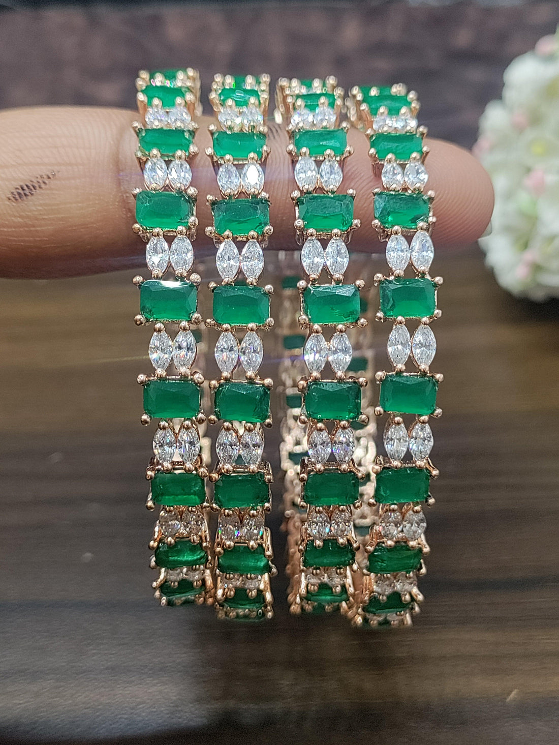 Ruby Cubic Zirconia Stone Bangles Sku -1955 C 4 - rchiecreation