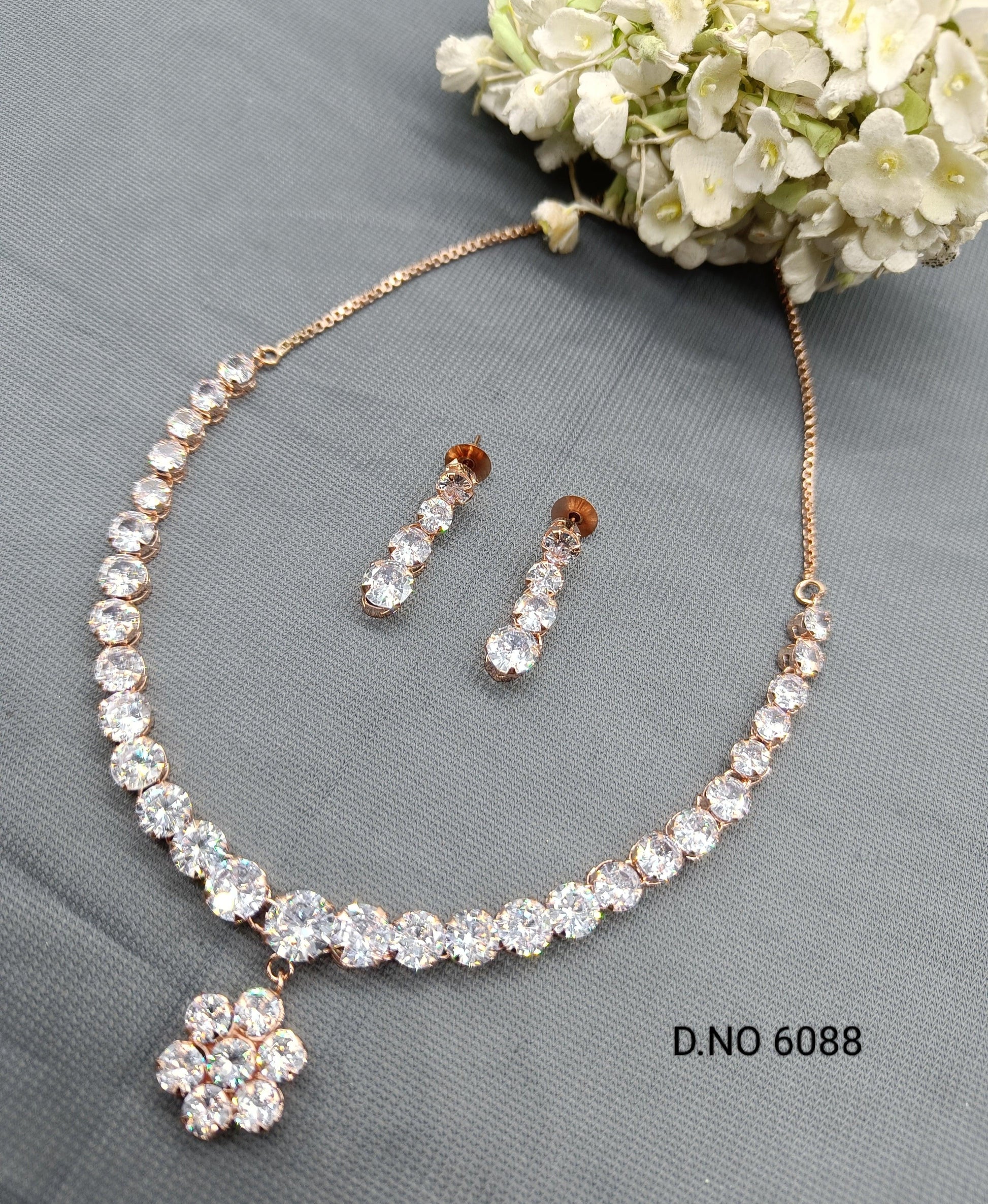 Solitaire Diamond Necklace Rose Gold Sku-6088 C3 - rchiecreation