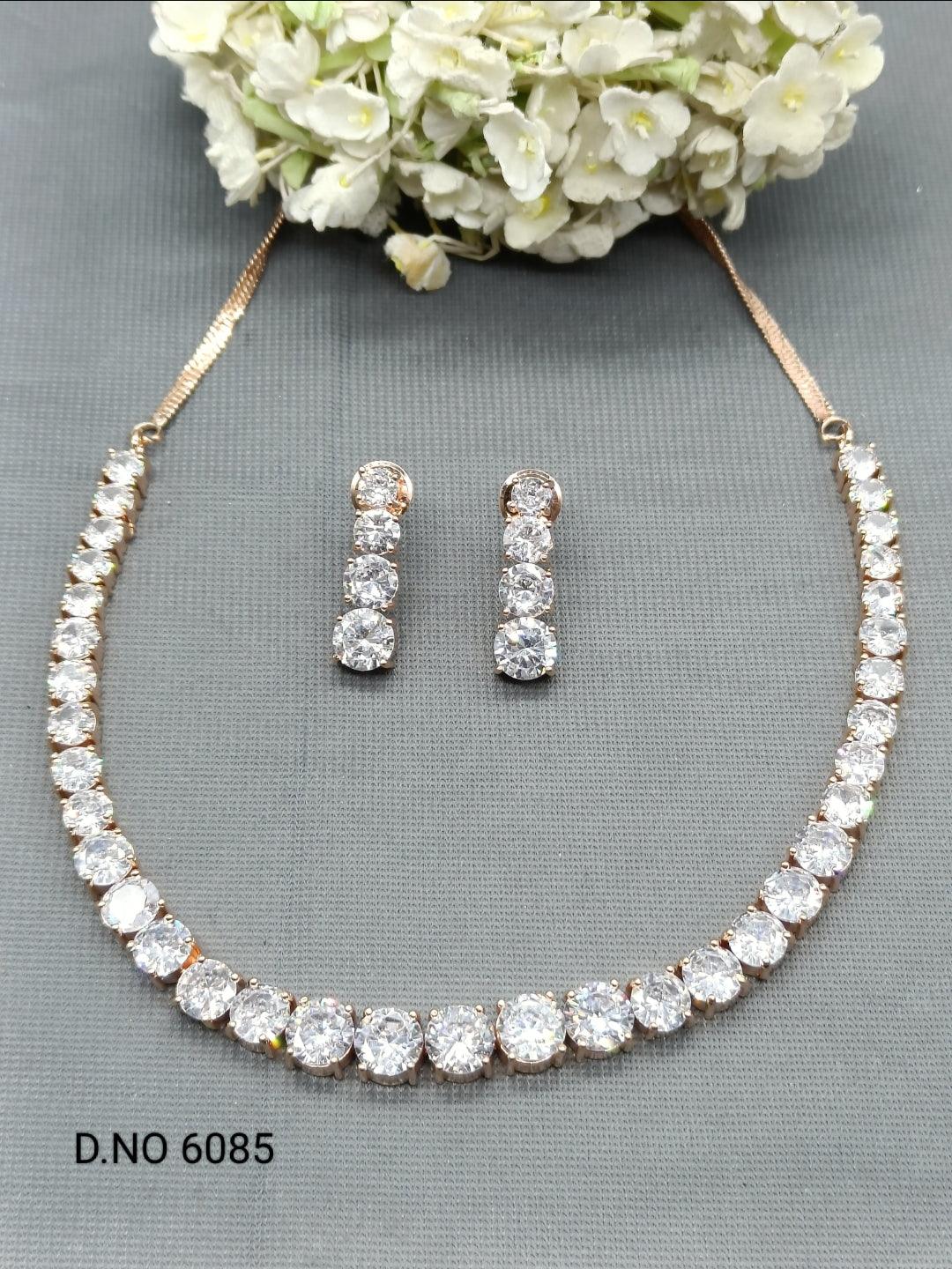 Solitaire Premium Diamond Necklace Rose Gold Sku-6085 C3 - rchiecreation