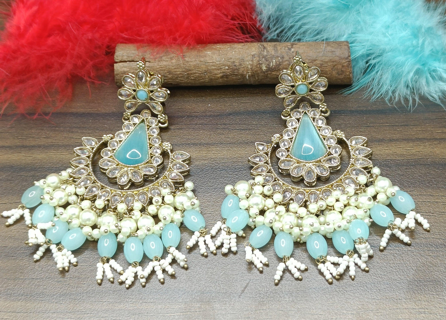 Tassel Earring Polki Earring Mahndi Sku 790 A2 - rchiecreation