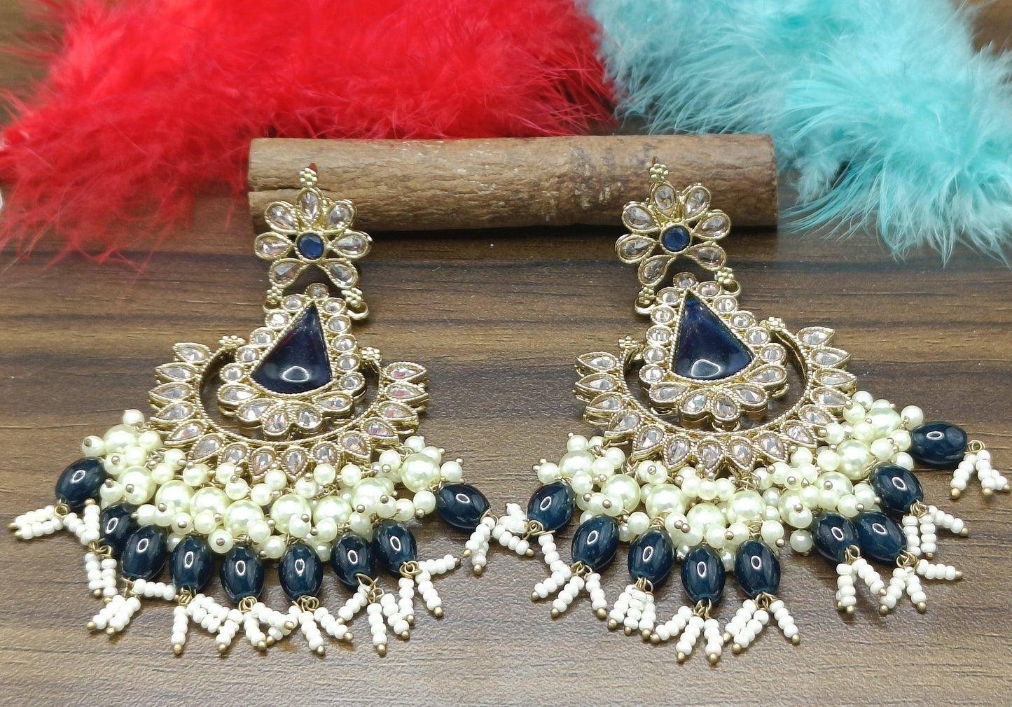 Tassel Earring Polki Earring Mahndi Sku 790 A2 - rchiecreation