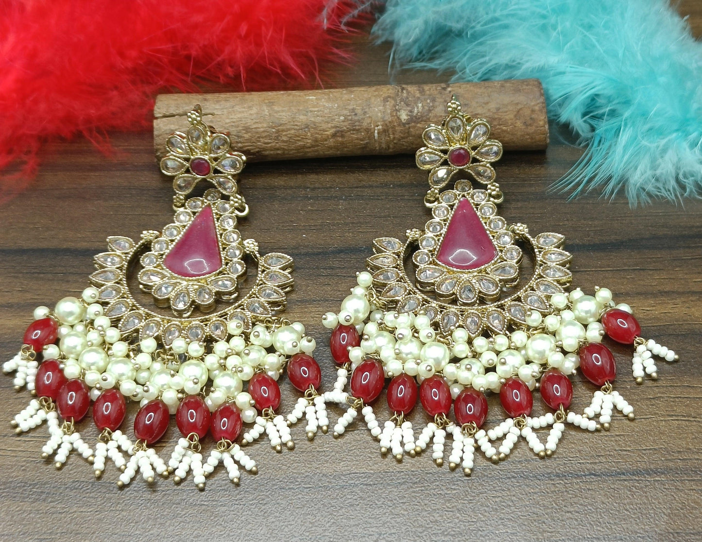 Tassel Earring Polki Earring Mahndi Sku 790 A2 - rchiecreation