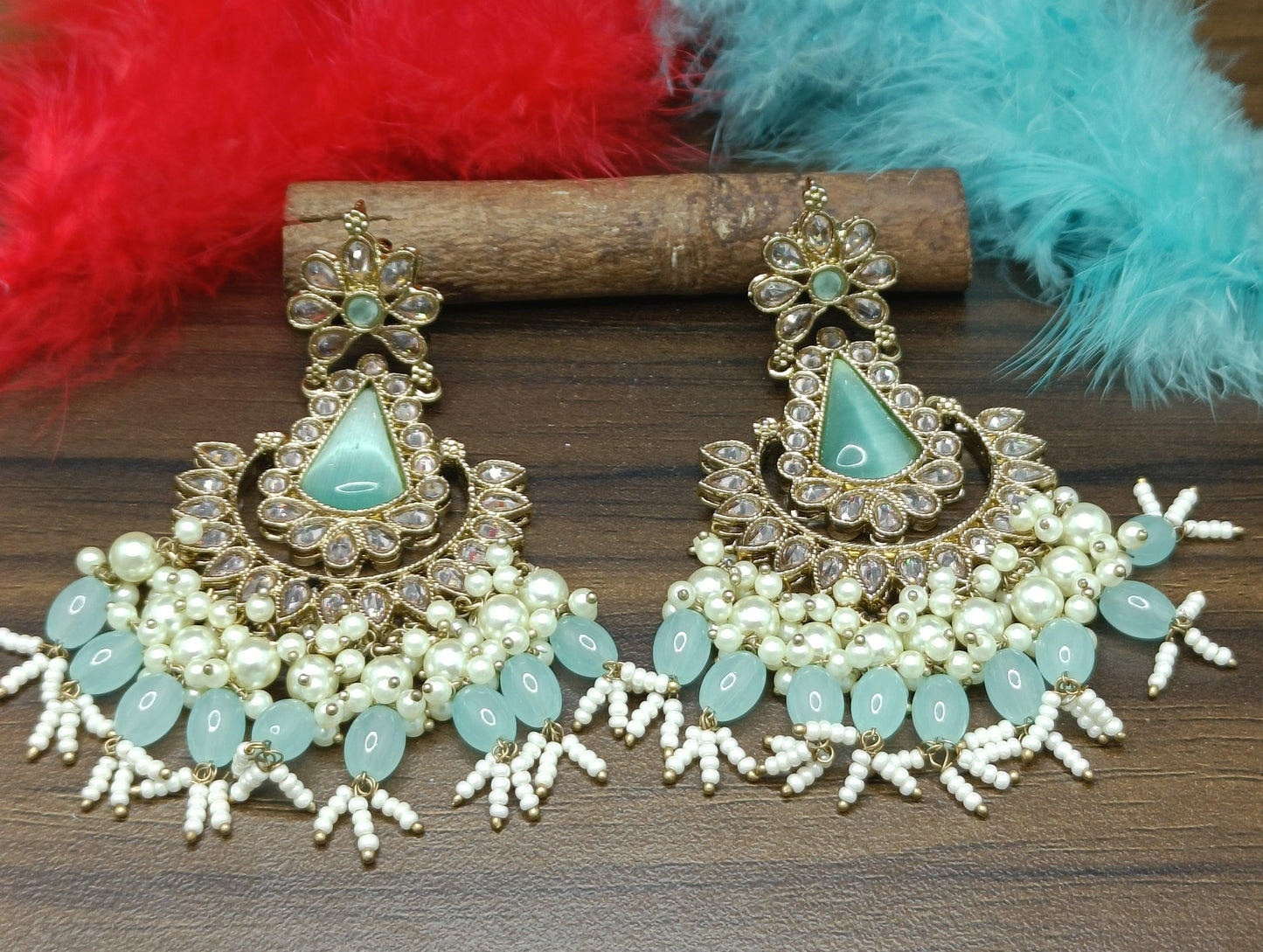 Tassel Earring Polki Earring Mahndi Sku 790 A2 - rchiecreation