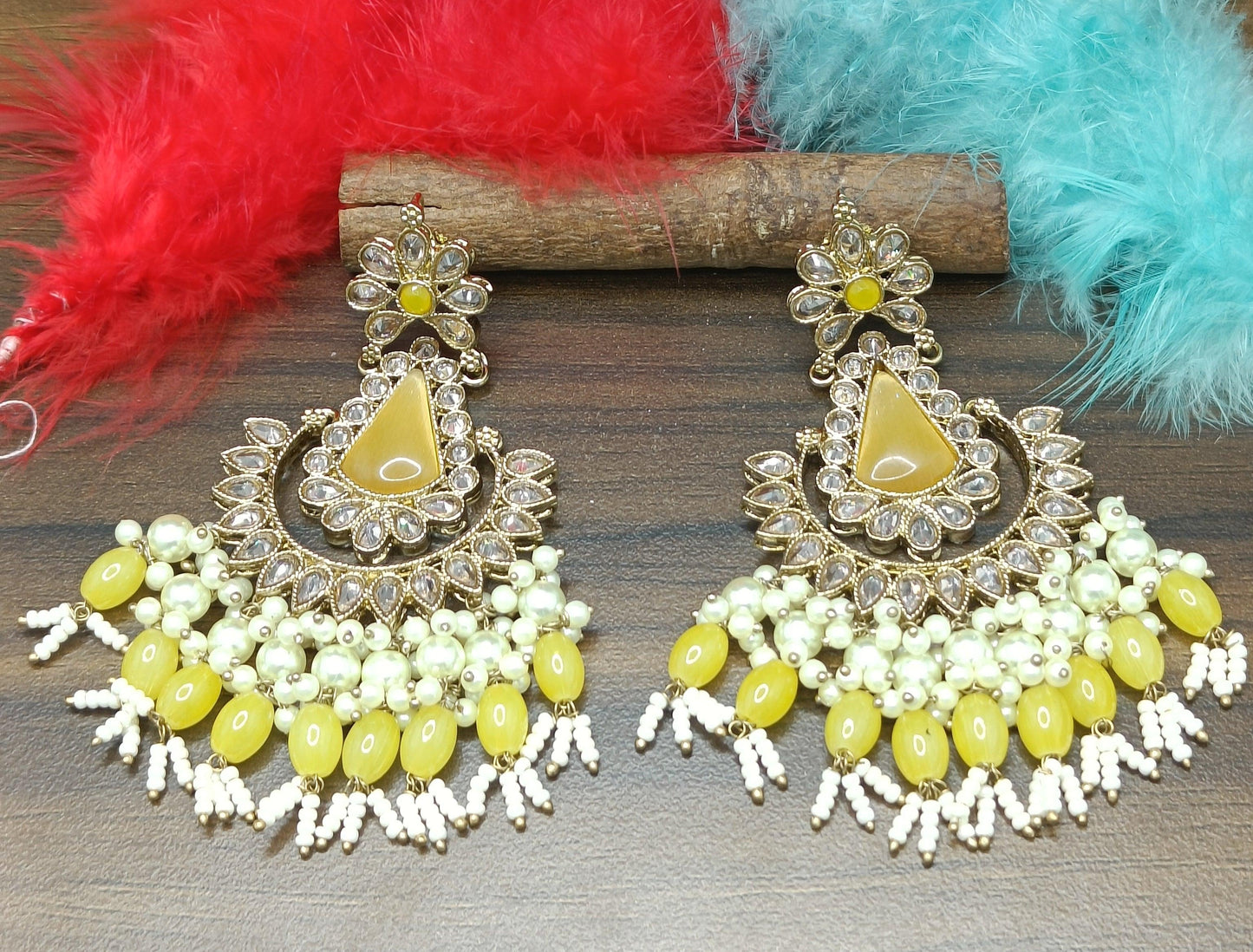 Tassel Earring Polki Earring Mahndi Sku 790 A2 - rchiecreation