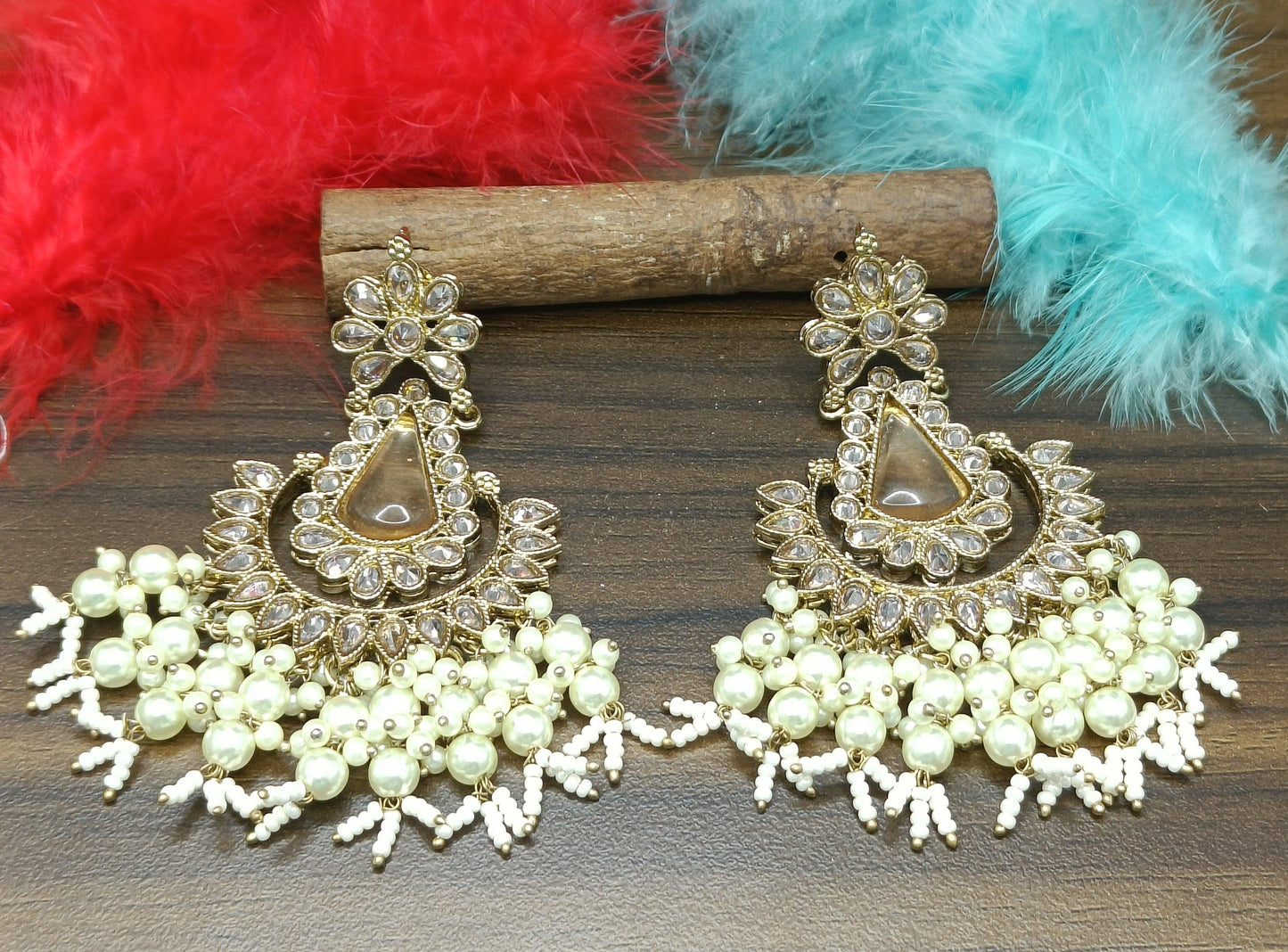 Tassel Earring Polki Earring Mahndi Sku 790 A2 - rchiecreation