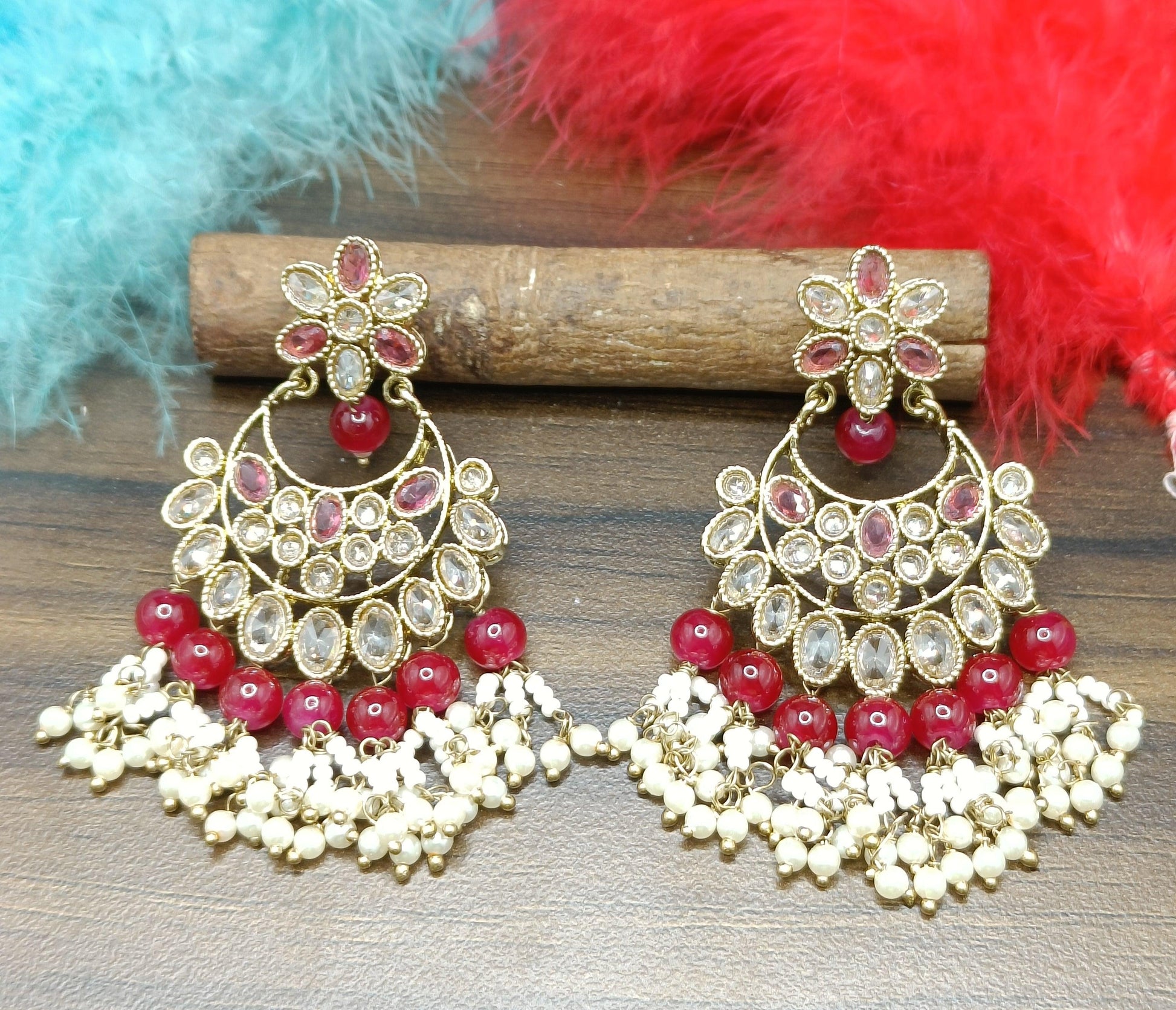 Tassel Earring Polki Earring Mehndi Sku- 624 A2 - rchiecreation