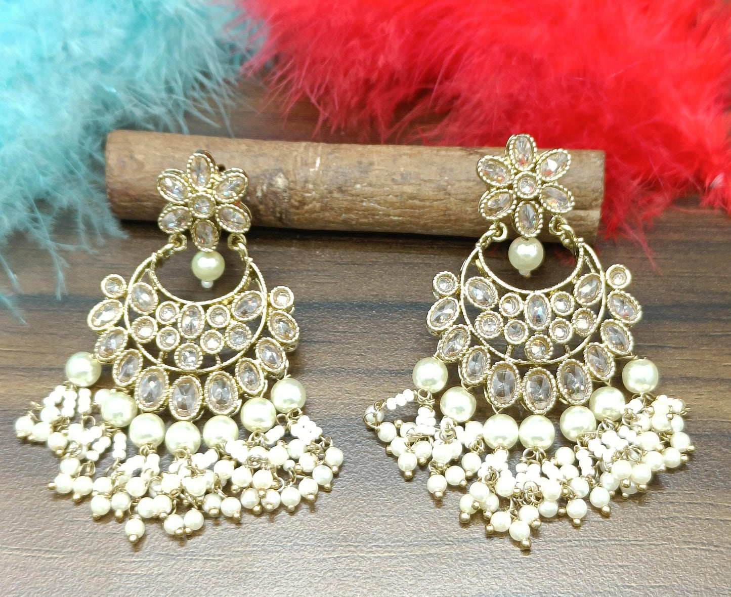 Tassel Earring Polki Earring Mehndi Sku- 624 A2 - rchiecreation