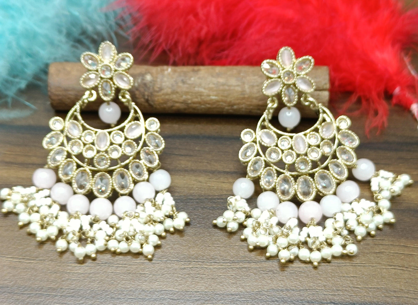 Tassel Earring Polki Earring Mehndi Sku- 624 A2 - rchiecreation