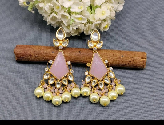 Tiyaani Kundan Earring Sku-1736 D2 - rchiecreation