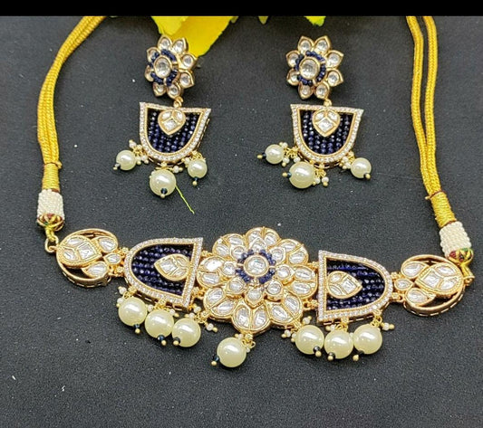 Tiyaani Kundan Necklace Set Sku-5857 C3 - rchiecreation