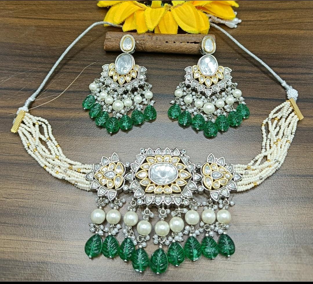 Tiyaani Kundan Necklace Set Sku-5866 D5 - rchiecreation