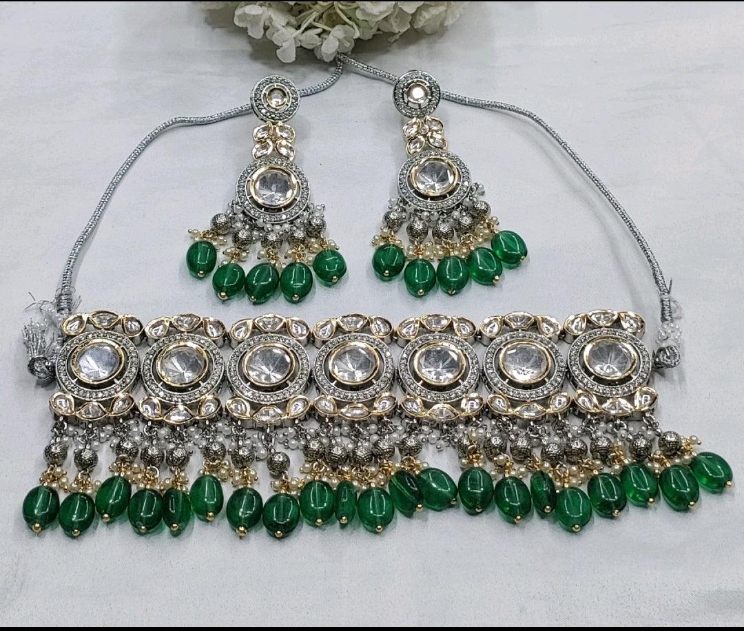 Tiyaani Kundan Necklace Set Sku-5867 D5 - rchiecreation