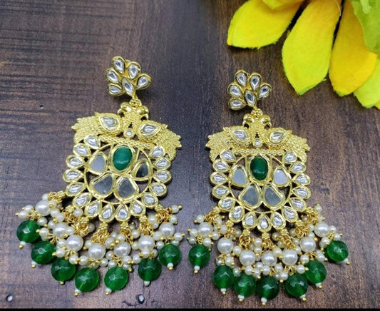 Tiyani Kundan Earring Sku-5298 D2 - rchiecreation