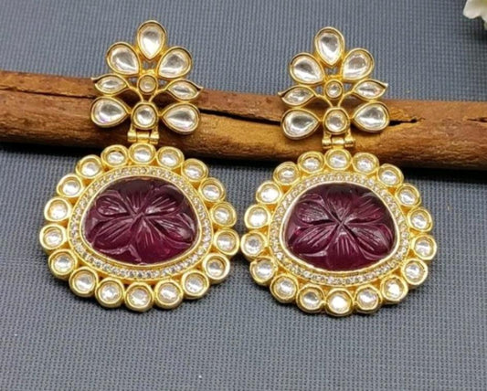 Tiyani Kundan Earring Sku-740 D2 - rchiecreation