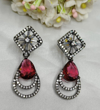 Victorian American Diamond Earrings Sku-821 - rchiecreation