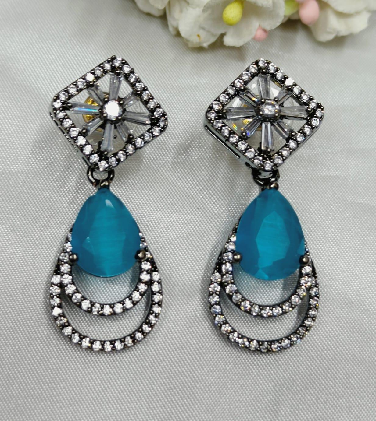 Victorian American Diamond Earrings Sku-821 - rchiecreation