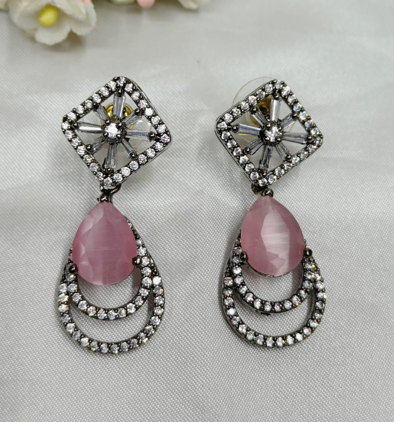 Victorian American Diamond Earrings Sku-821 - rchiecreation