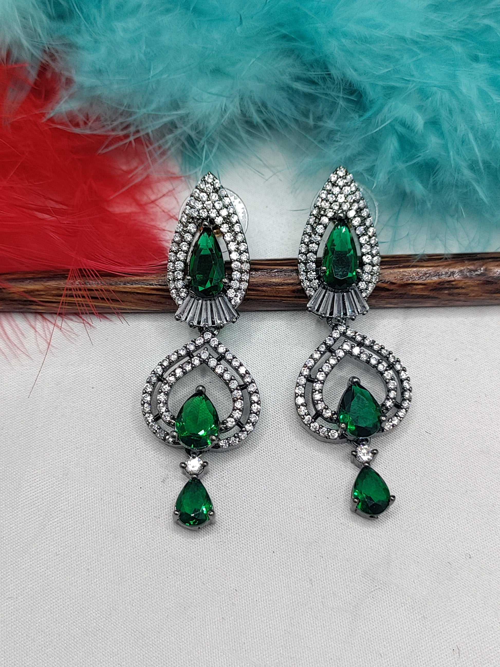 Victorian American Diamond Earrings Sku-822 C1 - rchiecreation